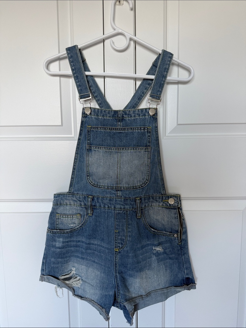 Superdown Carmen Denim Short Overalls for Women - Blue